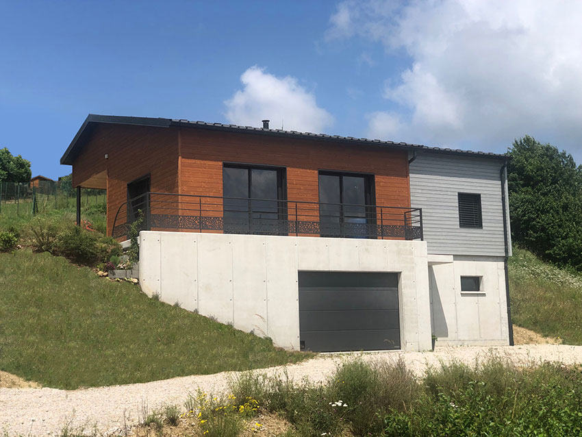 Maison ossature bois à Yssingeaux (43) sur soubassement béton